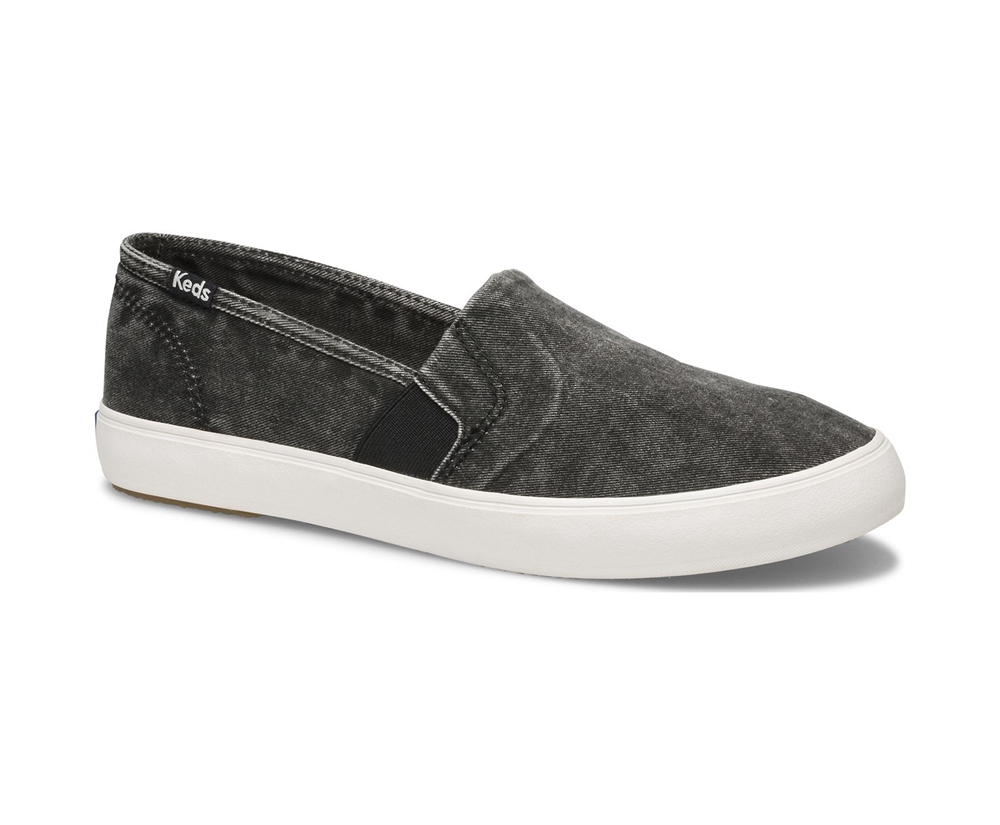 Slip On Γυναικεια - Keds Clipper Washed Solids - Μαυρα - FLQHX2045